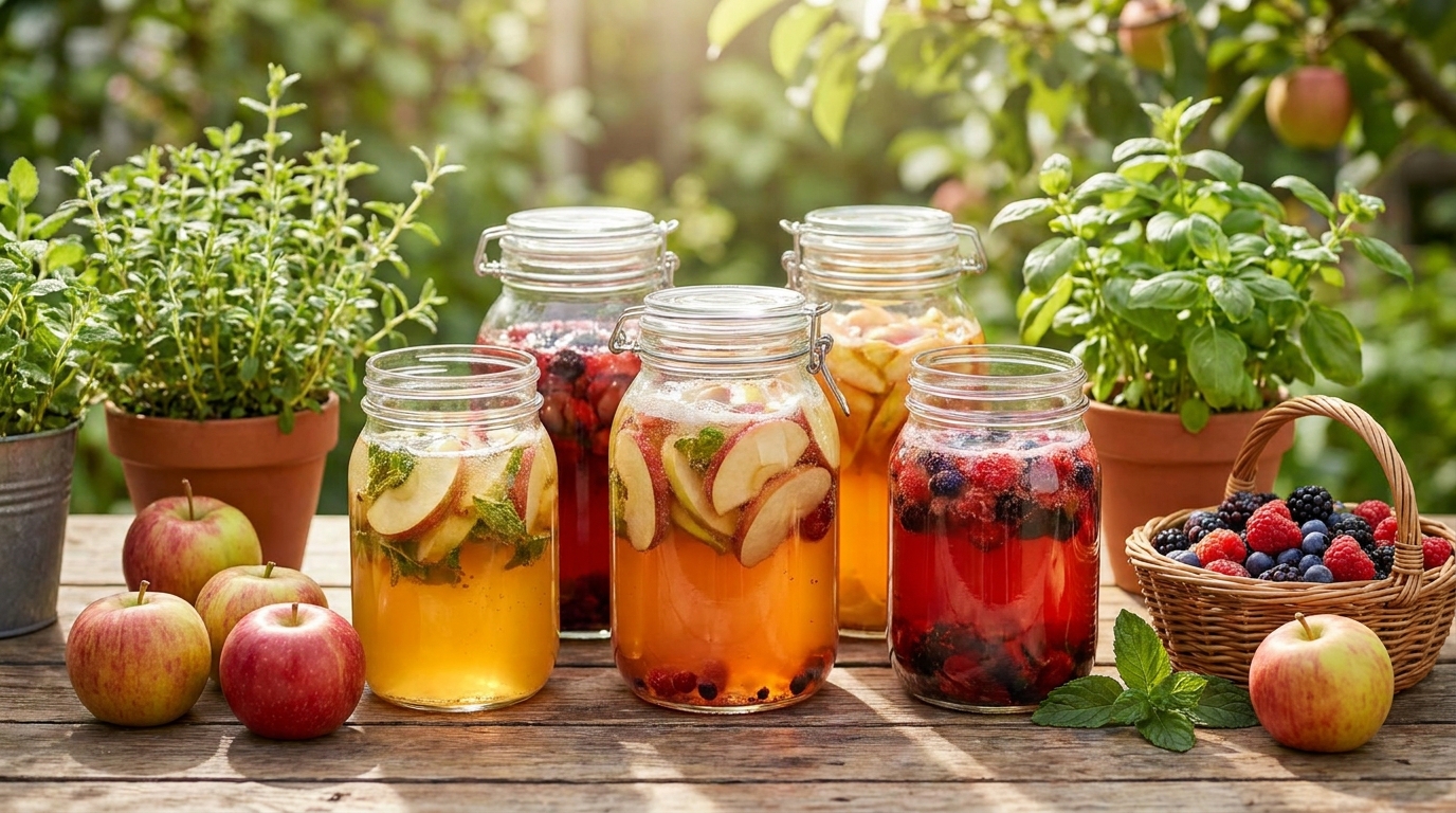 Fermentované nápoje z vlastního ovoce: Kombucha, kefír a kvas pro soběstačnou zahradu