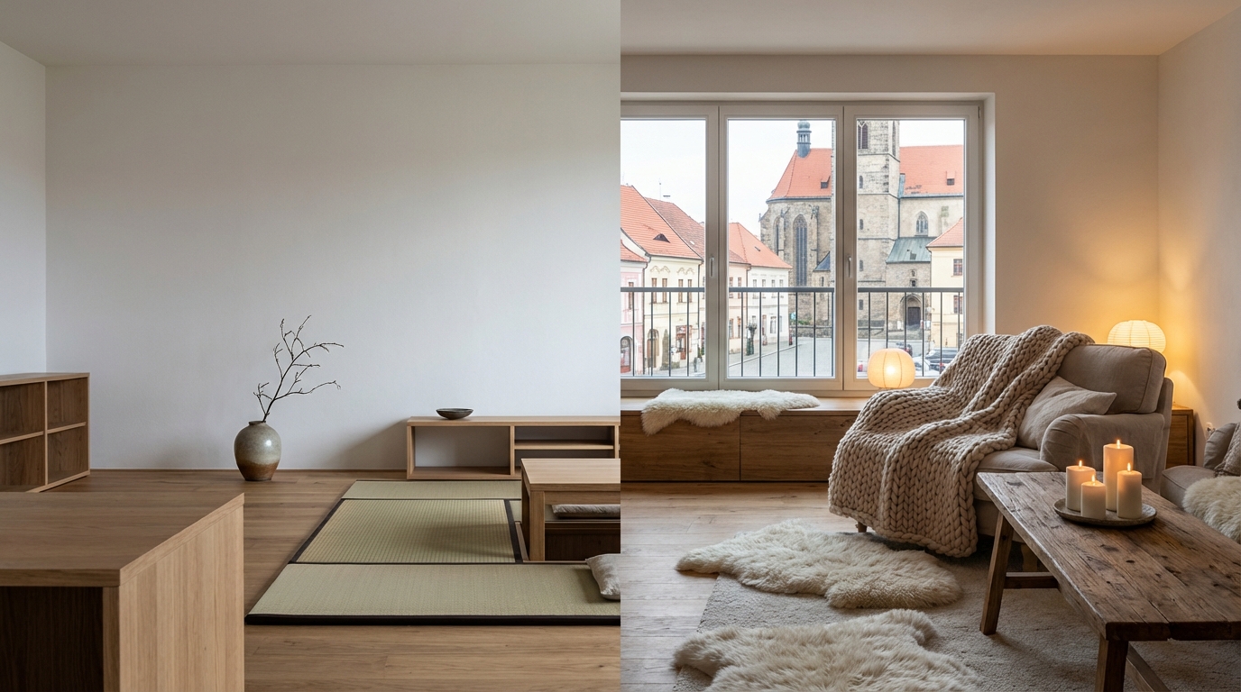 Japonský minimalismus vs. skandinávská hygge: Který styl bydlení sedí českému domovu?