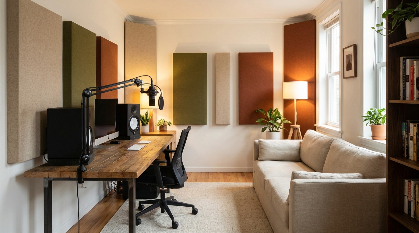 Domácí zvukové studio v bytě: Průvodce od akustiky po designové začlenění