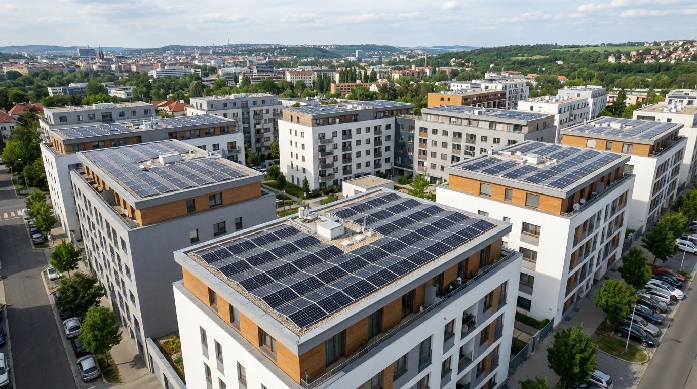 Komunitní fotovoltaika na bytových domech: Když se panelák stane solární elektrárnou